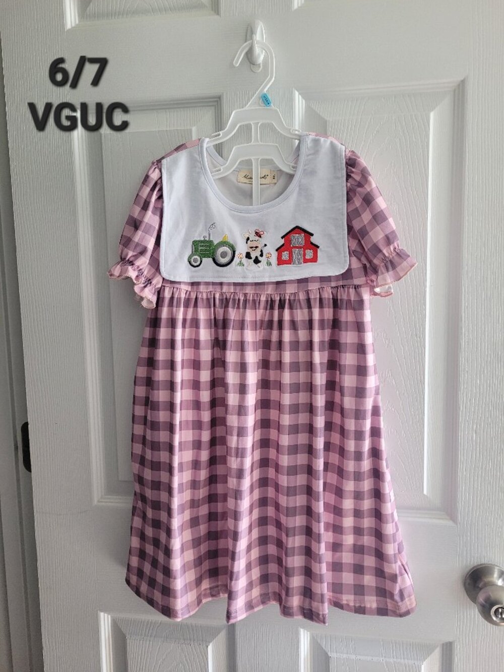 Farm Aplique Checkered Dress